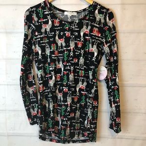 Full circle Trends festive Christmas Llama cactus presents long sleeve shirt